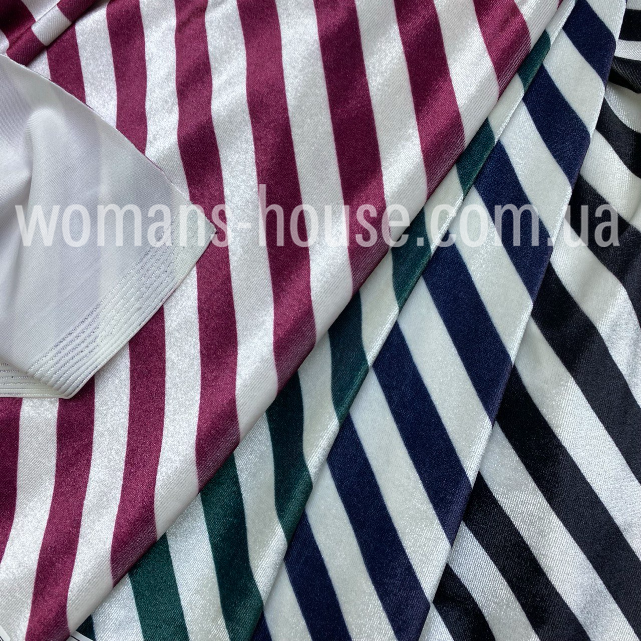 Тканина оксамит принт смужка Корея 150 см 240 г/м2 Рулон від 30 м, фото 1