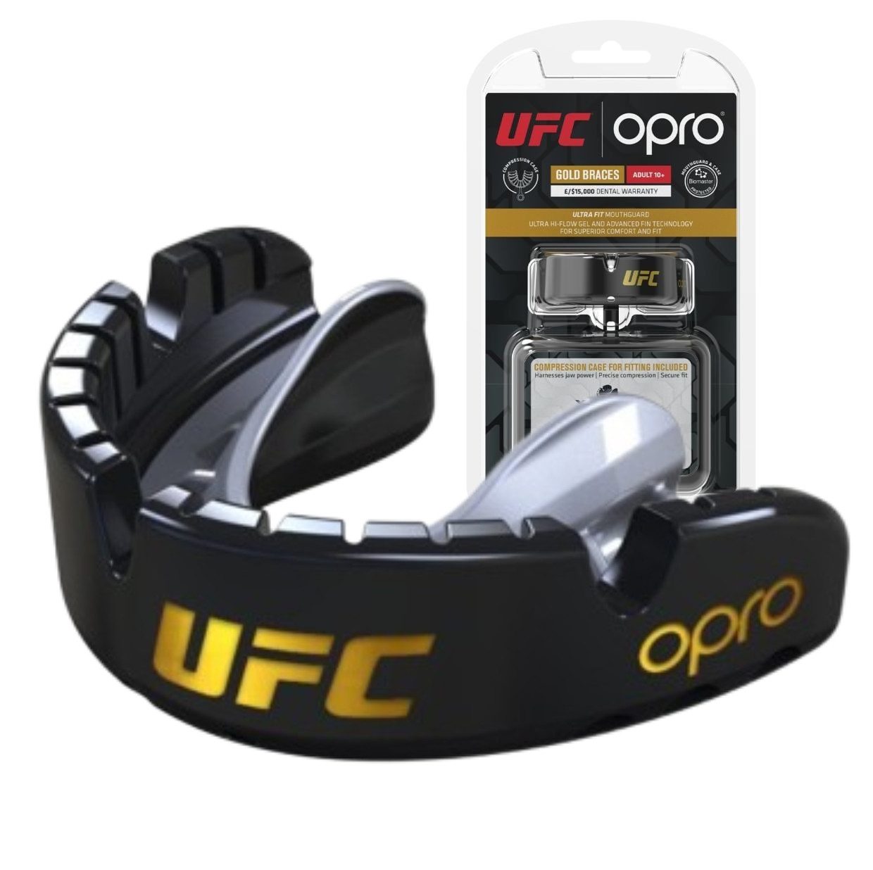 Капа OPRO Gold Braces під брекети доросла (вік 11+) Blackl/Silver(art.102518001)