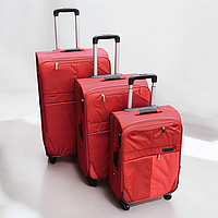 ❤️Набір із трьох тканинних дорожніх валіз на 4 колесах, телескопічна ручка, високої якості, Колір Червоний