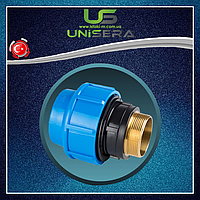 Муфта компресійне з'єднання 20х1/2″З з латунною зовнішньою різьбою для поліетиленових труб Unisera 5000
