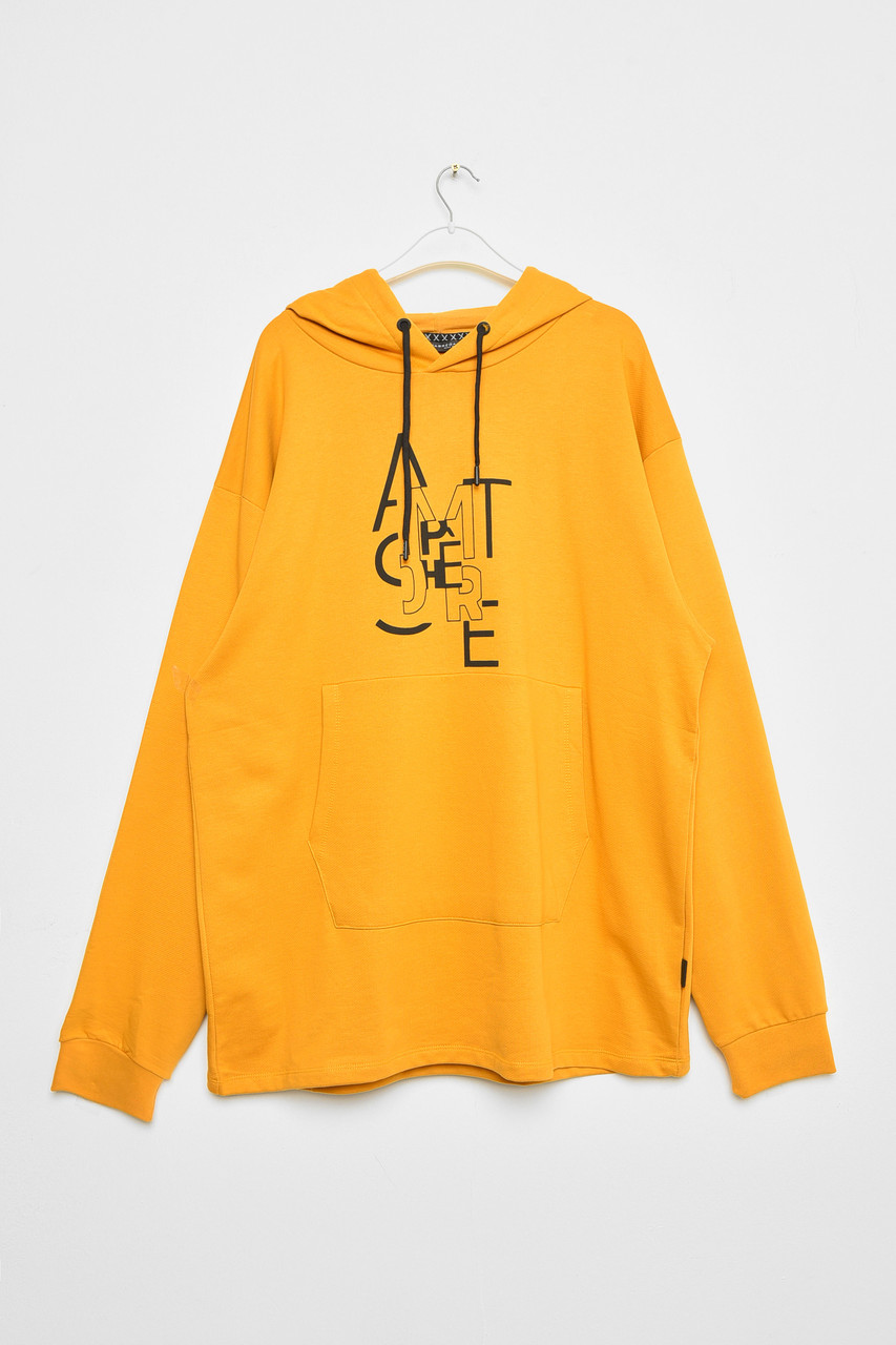 Худі чоловіче напівбатальне з малюнком гірчичного кольору 193328P, фото 1