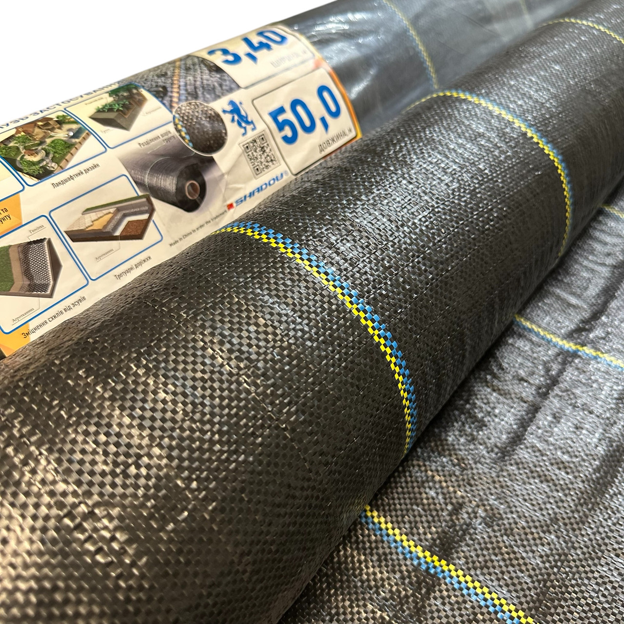 Агротканина чорна 100 г/м2, 3.4 х 50 м. агротканина від бур'янів, фото 1
