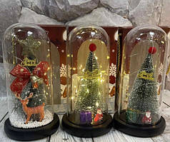 Новорічний Led світильник олень і ялинка/Д мороз і ялинка в колбі 208574