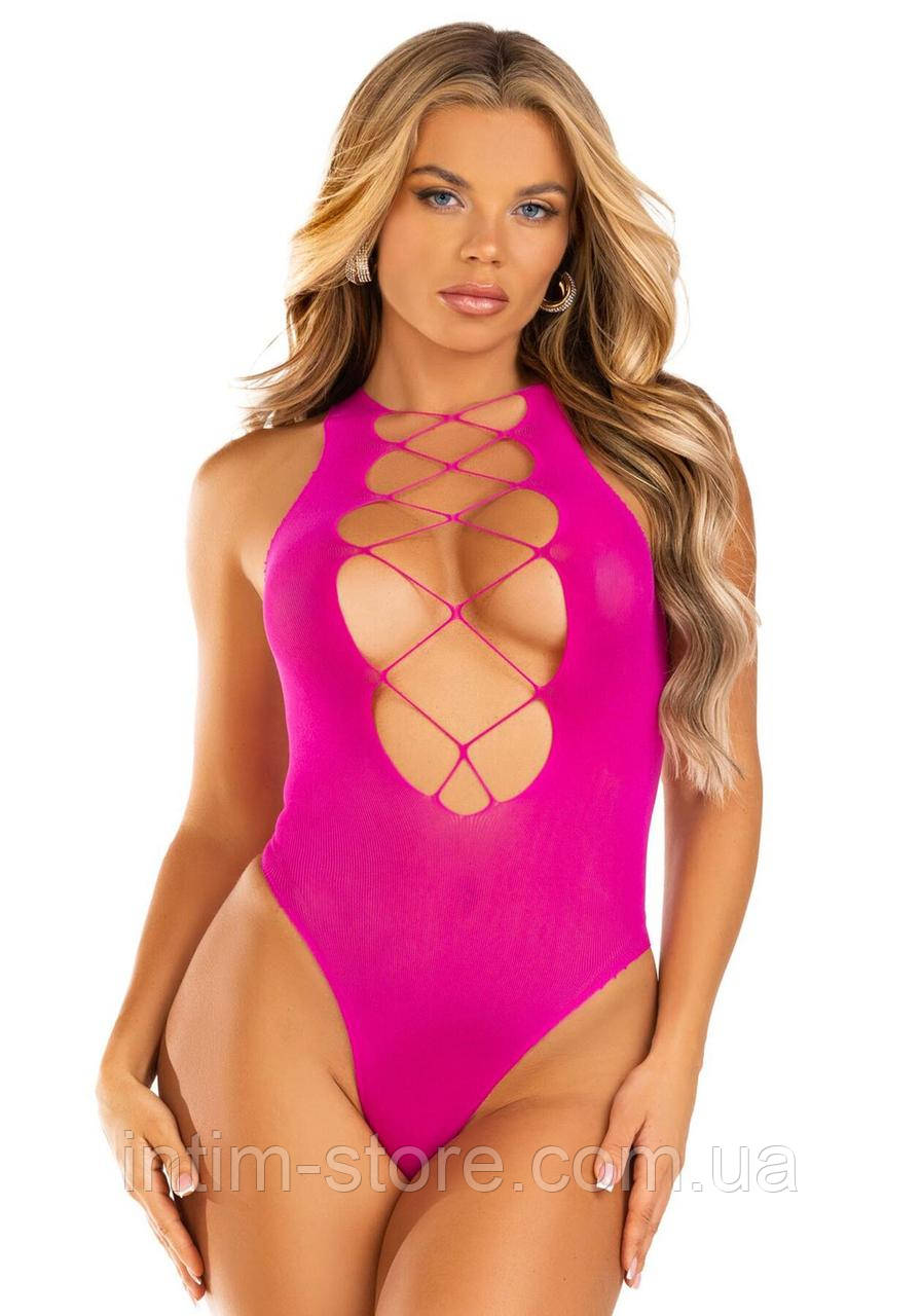 Боді Leg Avenue Opaque racer tank bodysuit Magenta One Size, фото 1