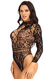 Боді Leg Avenue High neck lace bodysuit Black One Size, фото 2