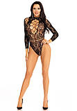 Боді Leg Avenue High neck lace bodysuit Black One Size, фото 4