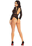 Боді Leg Avenue High neck lace bodysuit Black One Size, фото 5