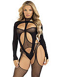 Бодістокінг Leg Avenue Bodystocking with cutout teddy Black One Size, фото 3