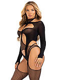 Бодістокінг Leg Avenue Bodystocking with cutout teddy Black One Size, фото 4