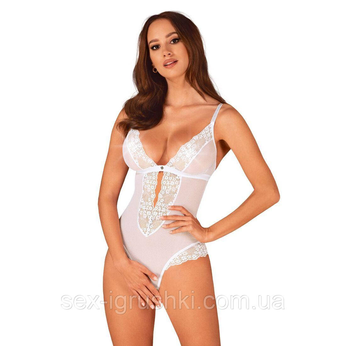 Еротичне напівпрозоре боді Obsessive Heavenlly crotchless teddy M/L (м'ята упаковка!!!)