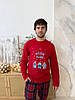 Піжама чоловіча новорічна тепла "Winter Holiday" 2XL червоно-синій, фото 4