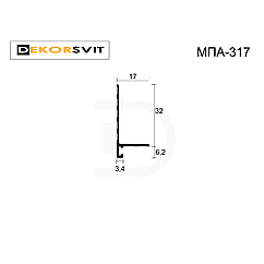 Алюмінієвий плінтус / мініплінтус МПА-317, Колір RAL