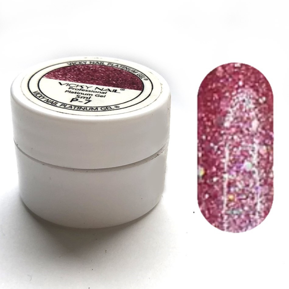 Глиттерный гель VICKI NAIL (гель блискітки) рожевий
