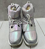 Зимові чоботи дутики для дівчаток дутики Tom.M срібло 30-33, фото 2