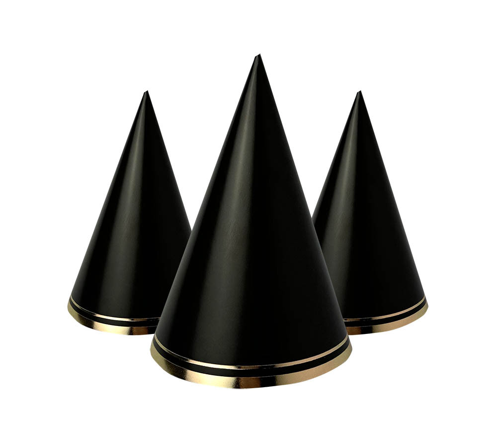 Ковпак святковий "Смужка" 15 см золото на чорному 10шт/уп