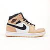 Жіночі зимові кросівки Nike Air Jordan 1 White Black Powder Білі Взуття Найк Джордан 1 високі шкіряні хутро зима, фото 6