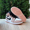 Жіночі зимові кросівки Nike Air Jordan 1 White Black Powder Білі Взуття Найк Джордан 1 високі шкіряні хутро зима, фото 4