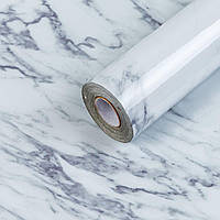 Самоклеюча плівка ламінована для стільниці, меблів в рулоні 0.6х10 метрів, світло-сірий мармур глянець
