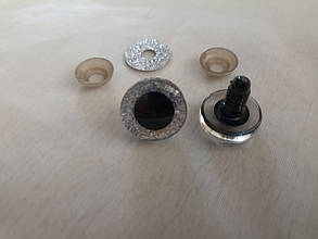 Очі для іграшок 18мм глітерні, срібло