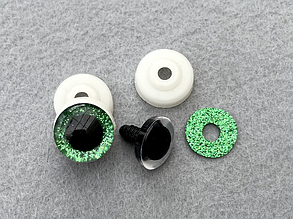 Очі для іграшок 18мм глітерні, зелений