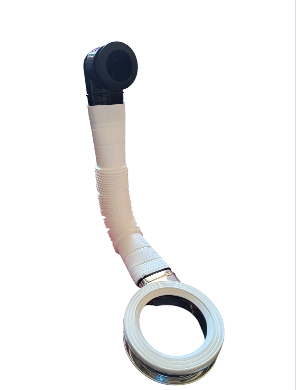 Перелив для умивальника Чорний з гофрованою трубкою BANJO-POL2, фото 1