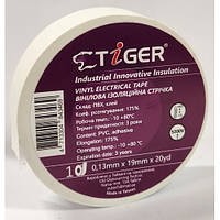 Ізострічка TIGER біла 20 м оригінал, вінілова ізоляційна стрічка ПВХ (КАК 3М), 3M