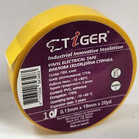 Ізострічка TIGER жовта 20 м оригінал, вінілова ізоляційна стрічка ПВХ (КАК 3М), 3M