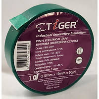 Ізострічка TIGER зелена 20 м оригінал, вінілова ізоляційна стрічка ПВХ (КАК 3М), 3M