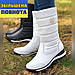 Жіночі зимові шкіряні білі чоботи дутики,чоботи жіночі зимові шкіряні дуті спортивні на хутрі, фото 3