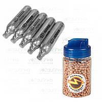 Балончики для пневматики SAS 20 штук + кульки ВВ 1500 шт (кейс з дозатором)