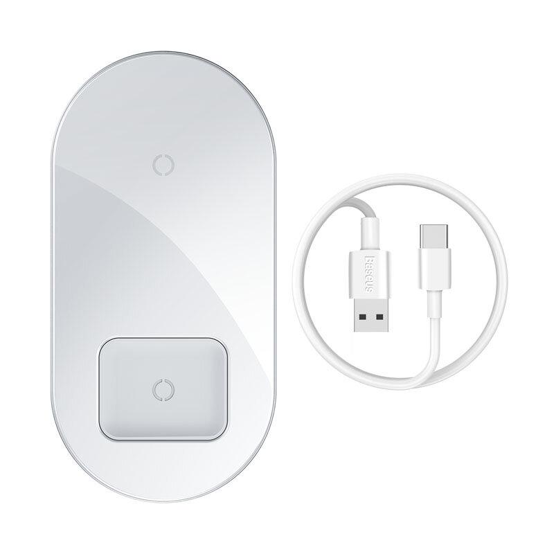 Бездротовий зарядний пристрій Baseus Simple 2in1 Pro Edition, White (WXJK-C02)