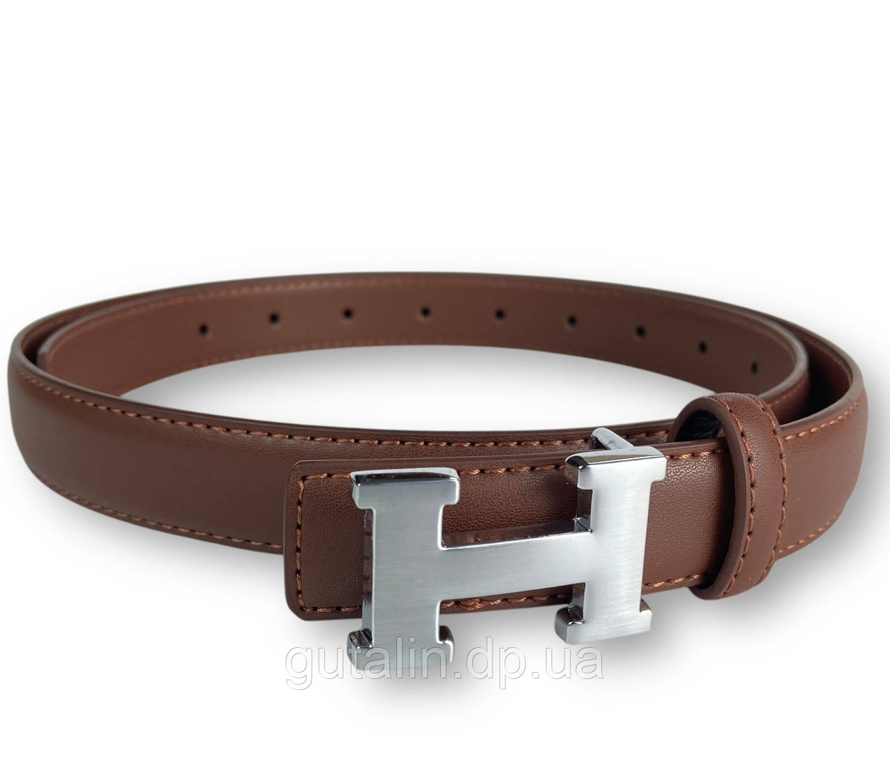 Ремінь жіночий шкіряний Hermes ширина 25мм колір Коричневий