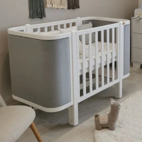 Дитяче ліжечко Angelo LUNA білий - сірий, фото 1