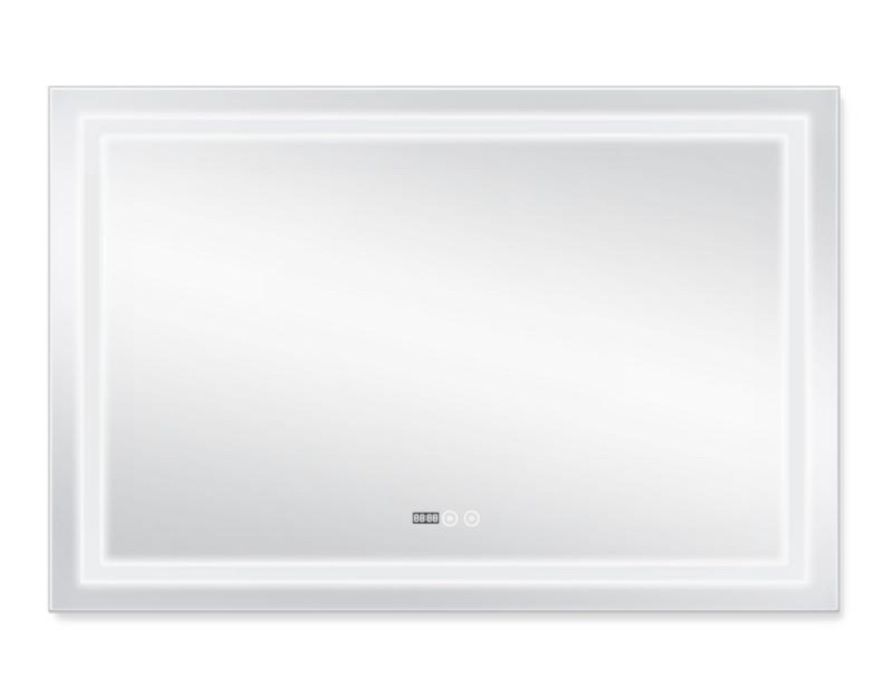 Дзеркало 120х80 з LED-підсвічуванням Touch, з антизапотіванням, з годинником, диммером, рег. яскравості