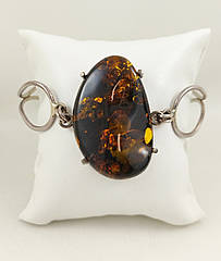 Браслет срібний з натуральним балтійським бурштином 1054BRC2-z