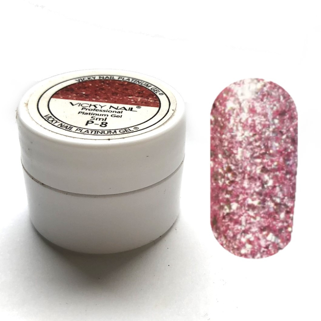 Глиттерный гель VICKI NAIL (гель блискітки) блідо рожевий
