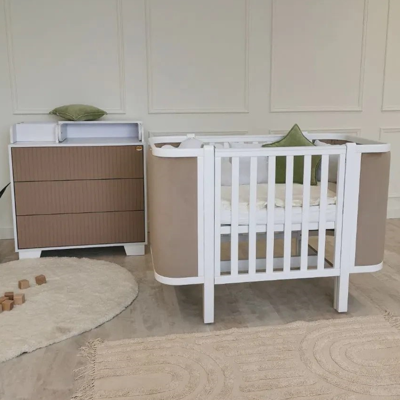 Дитяче ліжечко Angelo LUNA білий - мокко