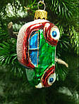 Скляна ялинкова іграшка ручної роботи Машинка кольорова 9 см