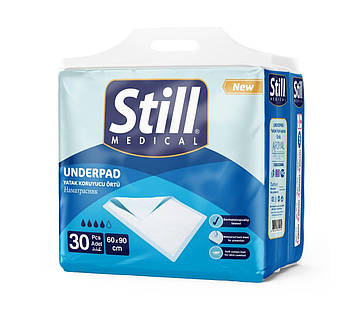 Пелюшки гігієнічні поглинаючі STILL Underpad. Розмір 60x90 см. Пакування 30 шт.