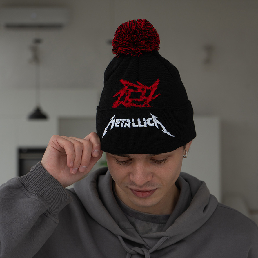 Шапка з бубоном RWB - Metallica, чорна