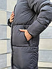 Жіноча зимова парка чорна Milenium до -25*С Довга куртка пуховик з капюшоном до колін, фото 5