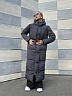 Жіноча зимова парка чорна Milenium до -25*С Довга куртка пуховик з капюшоном до колін, фото 8