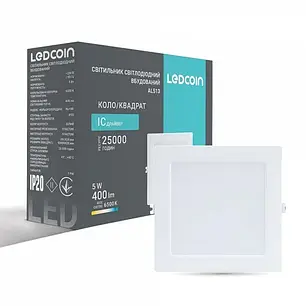 Точковий LED світильник Ledcoin AL513 5W 6500К вбудований білий 8211, фото 1