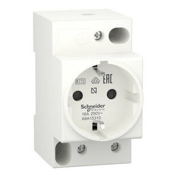 Розетка модульна на din-рейку 2Р+Е 16А герм. Schneider Electric