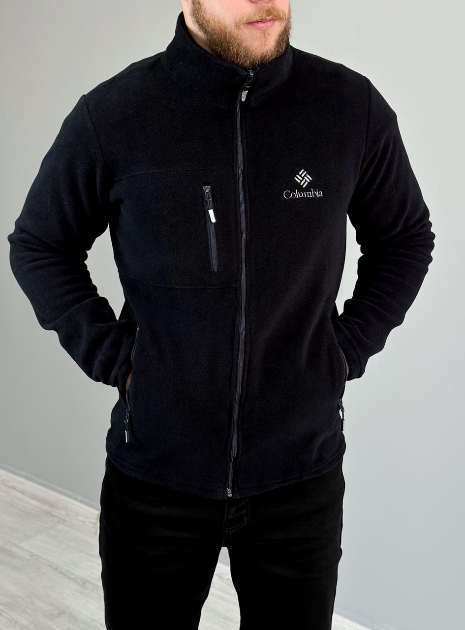 Чоловіча тепла кофта columbia на блискавці флісова кофта Коламбія на змійці фліска великі розміри темно-синій