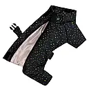 Комбінезон з поясом 32 см (об'єм до 44см) з'ємний капюшон зимовий розм 4 зірки чорний для собак, фото 4