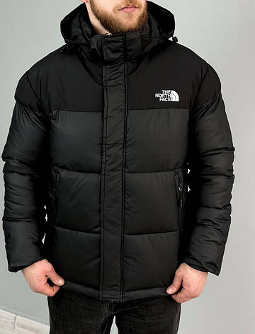 Чоловічий чорний пуховик The North Face чорний, куртка Зе Норт Фейс зимова з капюшоном, фото 1