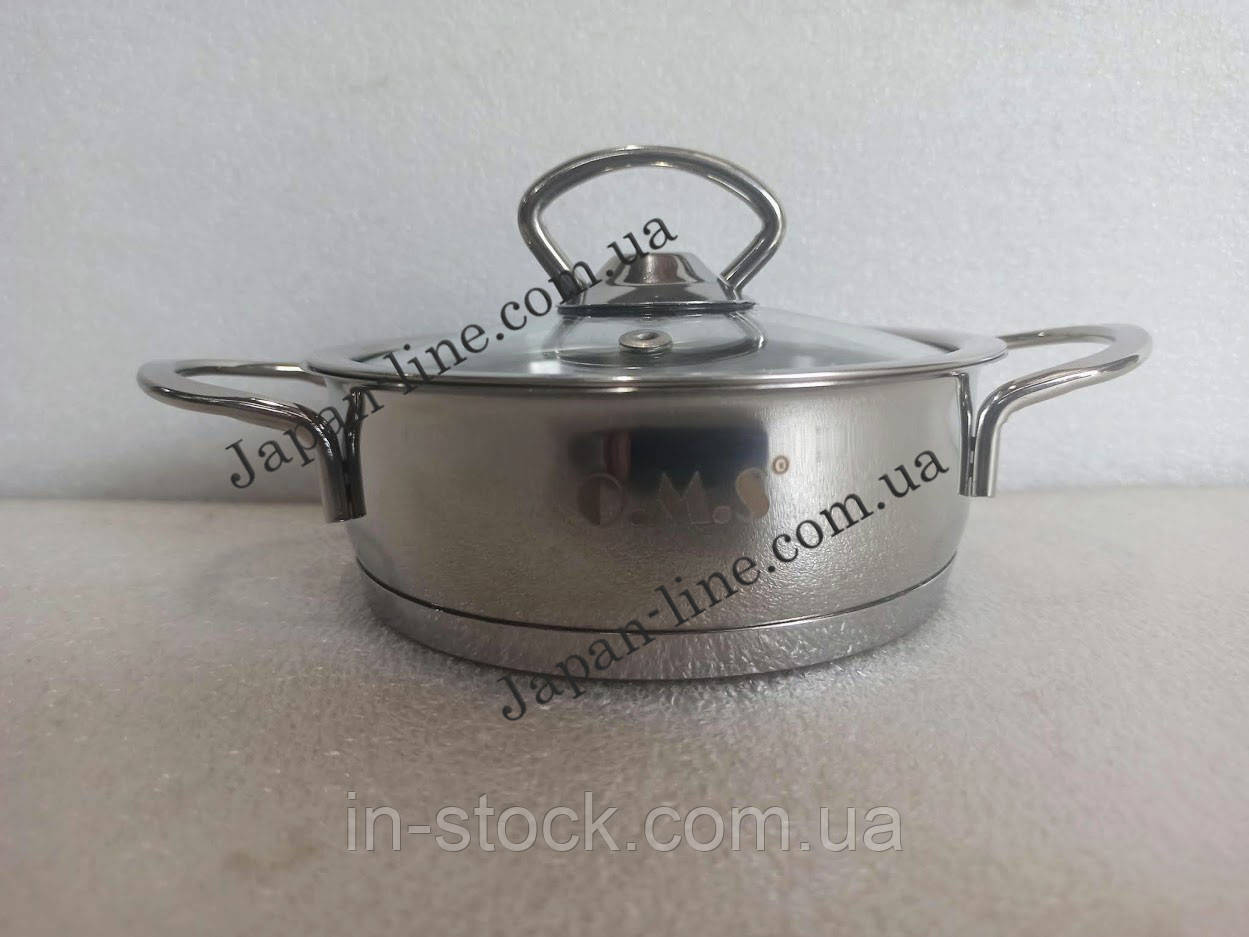Каструля 1 л (16 см х 5 см) OMS 2008-10 з скляною кришкою