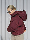 Жіноча зимова куртка оверсайз бордова дута до -30*С Quadro Пуховик з капюшоном теплий, фото 3