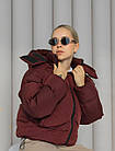 Жіноча зимова куртка оверсайз бордова дута до -30*С Quadro Пуховик з капюшоном теплий, фото 2